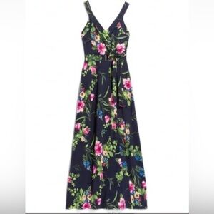 Le Lis Ranada Faux wrap knit maxi dress with floral print Size Large New